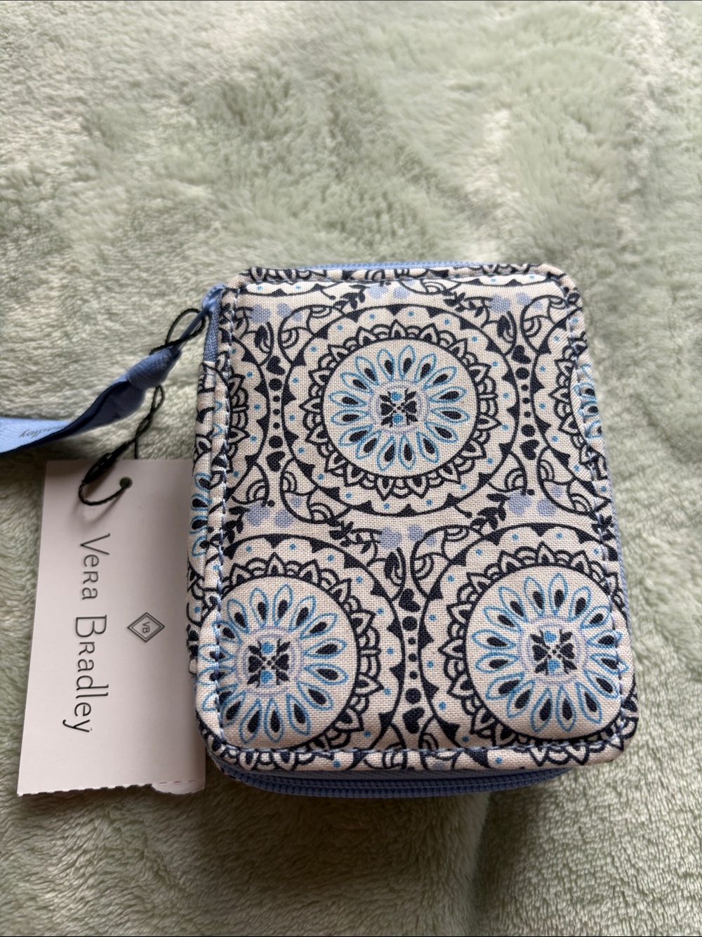 Vera Bradley Blue Medallion Print Pills Case With Two Luagge ID Tag